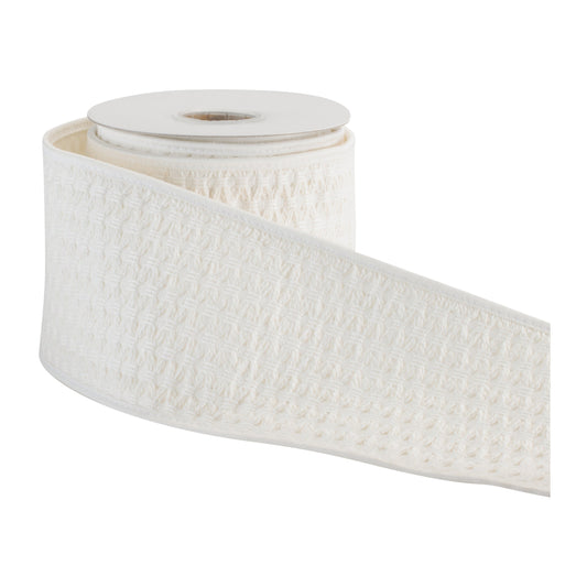 Waffle Knit Wired Cotton Ribbon 4" x 5 Yds.
