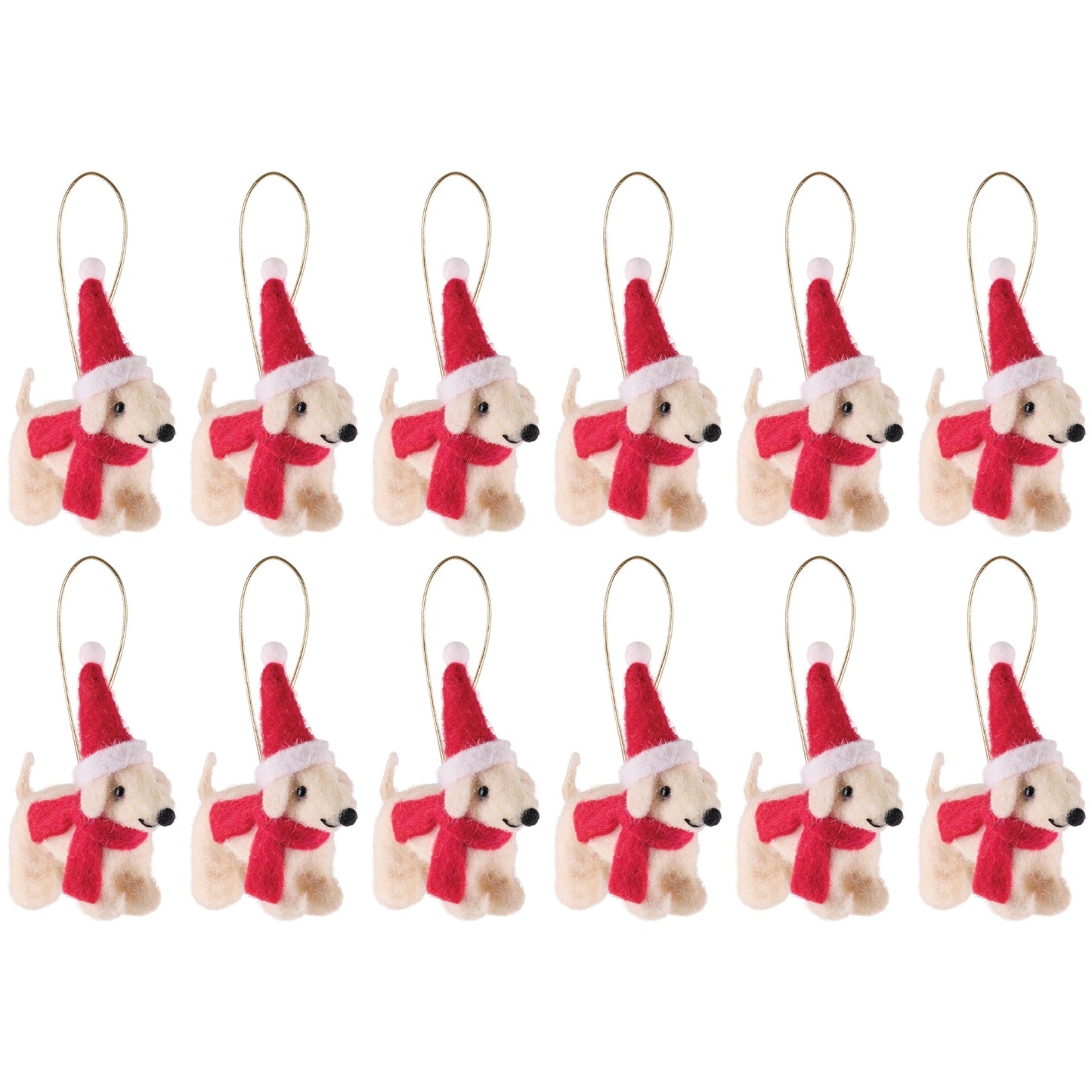 Dog with Santa Hat Ornaments (Set of 12)