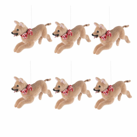 Dog with Bow Ornaments (Set of 6)