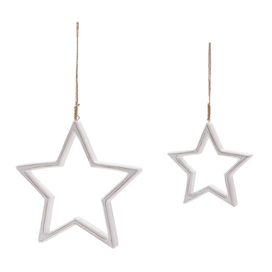 Carved Wooden Star Ornament (Set of 2)