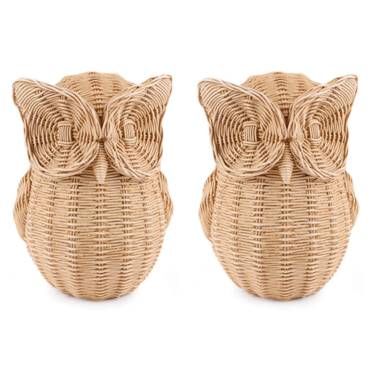 Woven Look Owl Figurines (Set of 2)