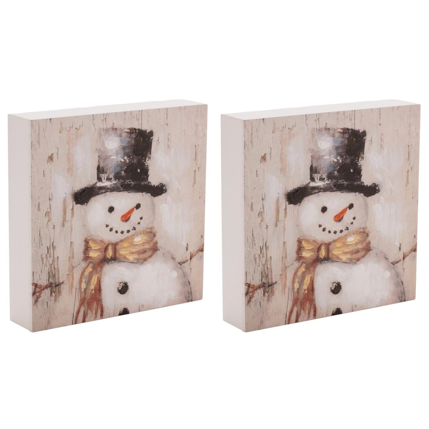 Holiday Snowman Block Sign (Set of 2)