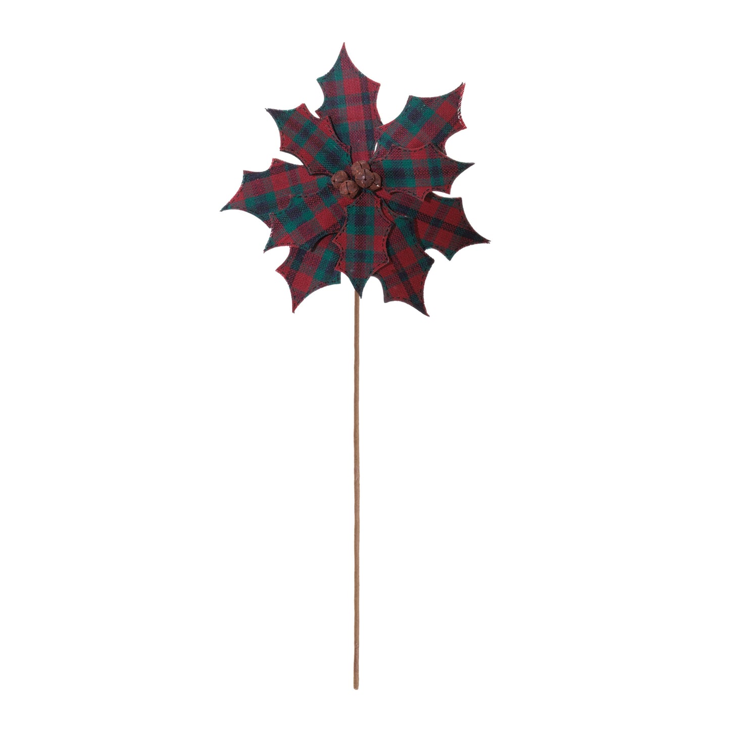Plaid Poinsettia Stem (Set of 2)