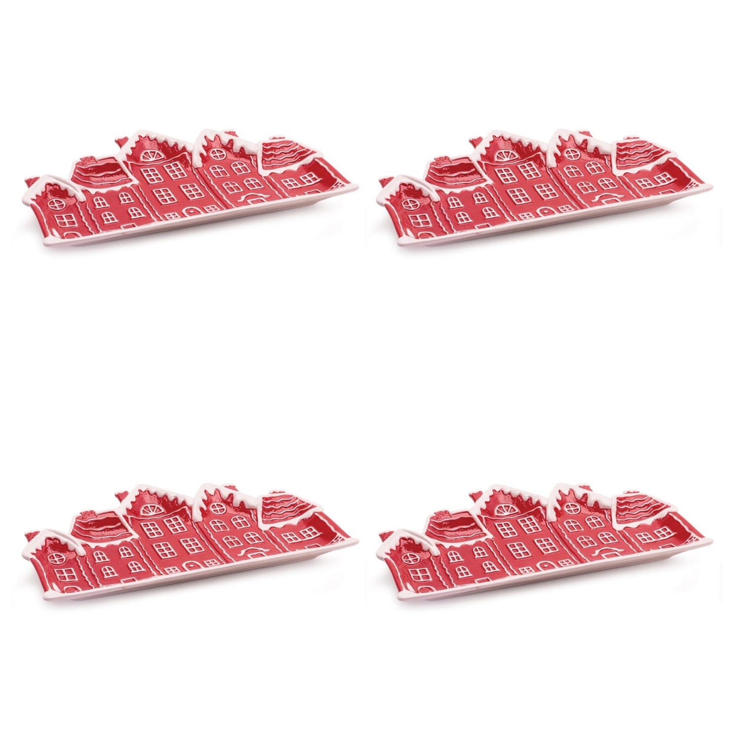 Ceramic Snowy Village Plate (Set of 4)