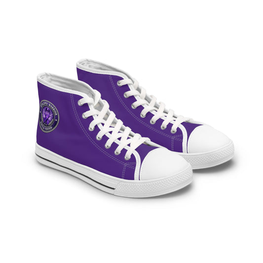 Women’s Purple High-Top Sneakers – Epilepsy Awareness Faux Seal Design