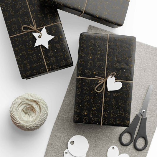 Gold Foil Line-Art Cats Gift Wrap – Elegant All-Purpose Wrapping Paper