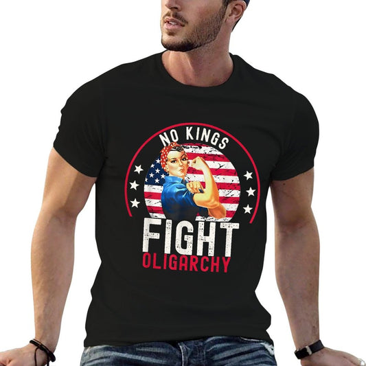 Vintage No Kings Fight Oligarchy Woman's Girl America Odor-resistant T-Shirt