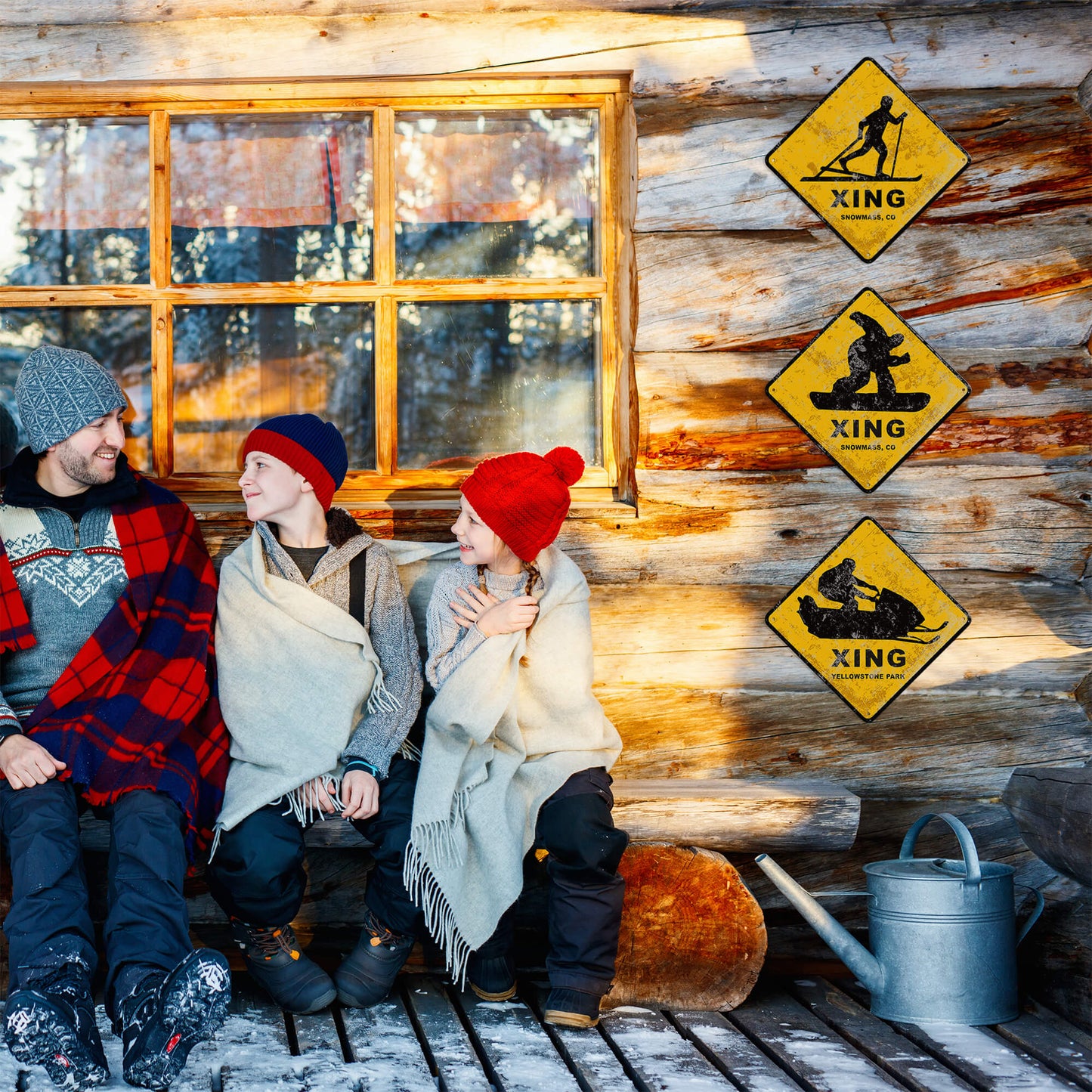 Snowmobile Crossing - Metal Wall Art