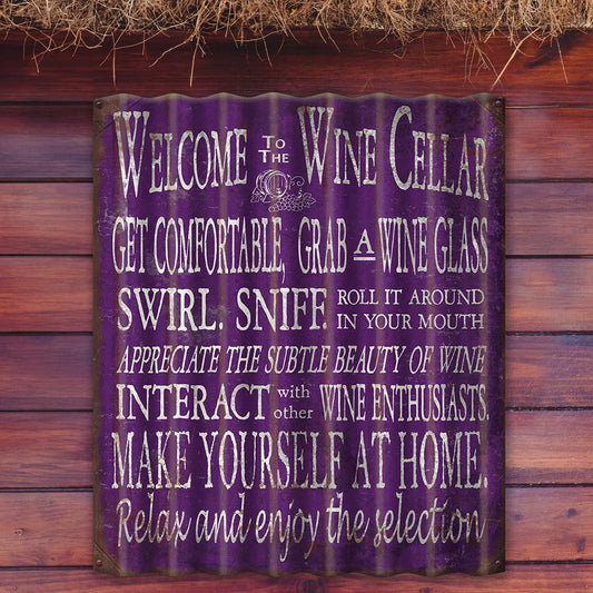 Welcome to the Wine Celler - Corrugated Metal Wall Art