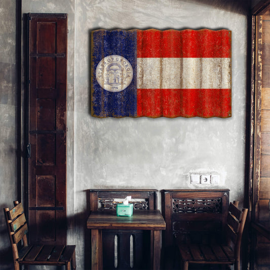 Georgia State Flag - Corrugated Metal Wall Art
