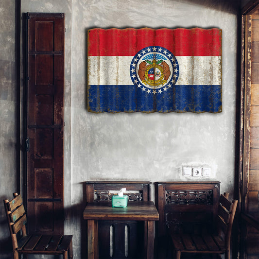 Missouri State Flag - Corrugated Metal Wall Art