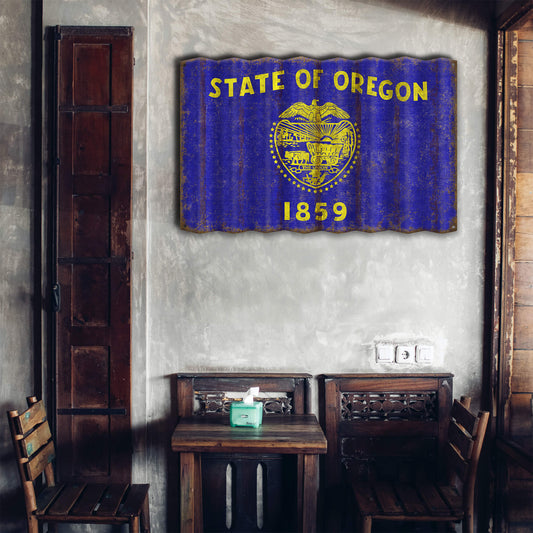 Oregon State Flag - Corrugated Metal Wall Art
