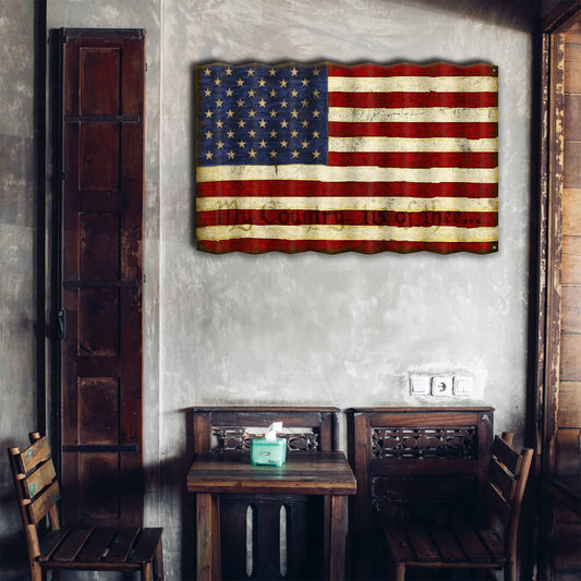 USA Flag: Personalized - Corrugated Metal Wall Art