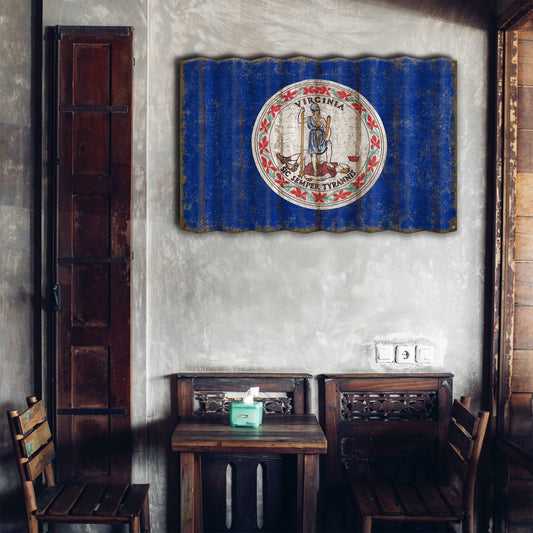 Virginia State Flag - Corrugated Metal Wall Art