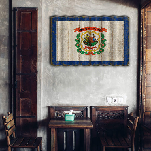 West Virginia State Flag - Corrugated Metal Wall Art