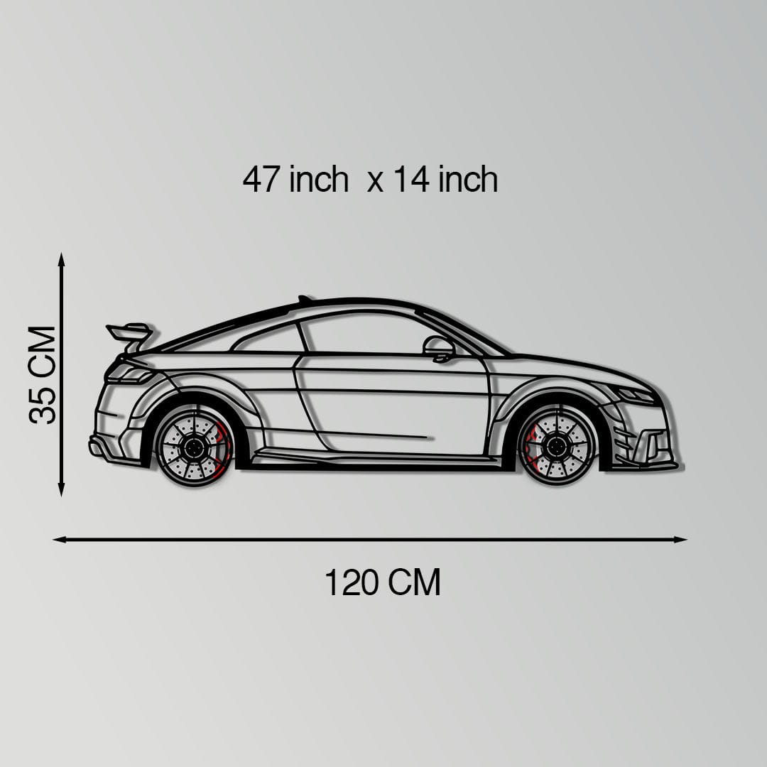 Audi TT Metal Car Wall Art with Rotating Wheels - Iconic Sports Coupe Silhouette Decor - Interactive Automotive Wall Art- KAFMEKA099