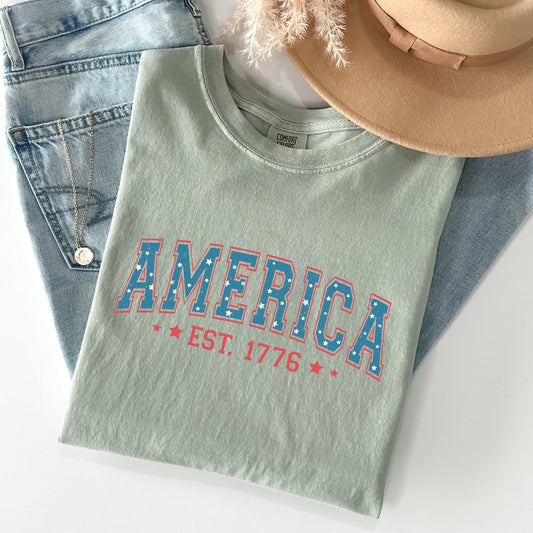 America 1776 Patriotic Fourth of July Vintage Flag Heritage Edition Comfort Colors Tee