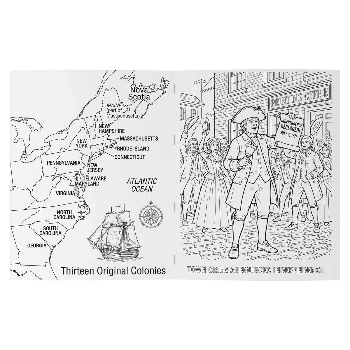 America 250th Anniversary Coloring Book - Founding of America: Birth of a Nation