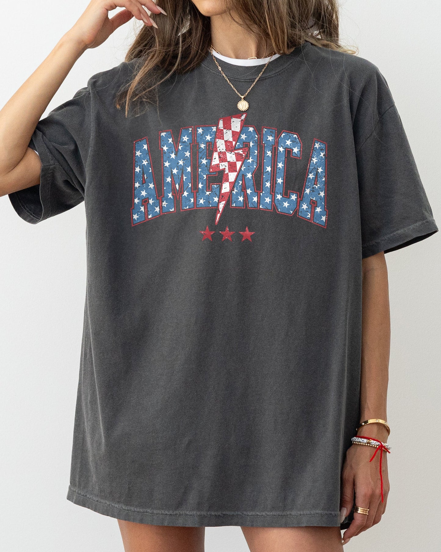 America Lightning Bolt Patriotic Fourth Of July Independence Day Comfort Colors Tee