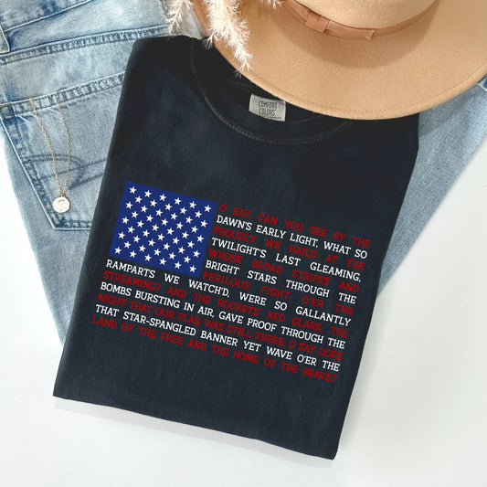 American Flag Anthem Patriotic Fourth Of July Pride Vintage Edition Flag Graphic Heritage Comfort Colors Tee