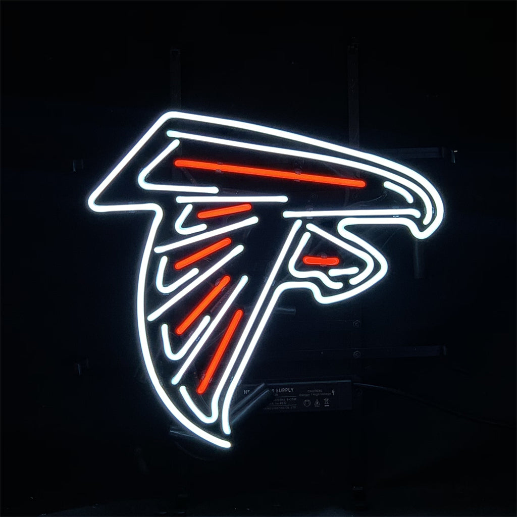Atlanta Falcons NFL Football Logo Neon Sign 17x14 Inches with Real Glass Tubes and Metal Grid Backing