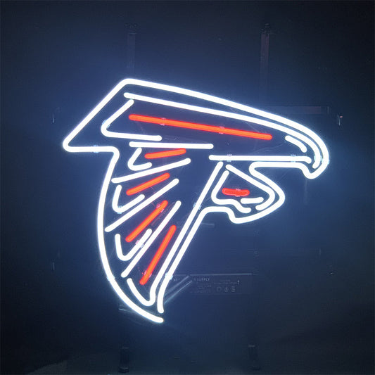Atlanta Falcons NFL Football Logo Neon Sign 17x14 Inches with Real Glass Tubes and Metal Grid Backing
