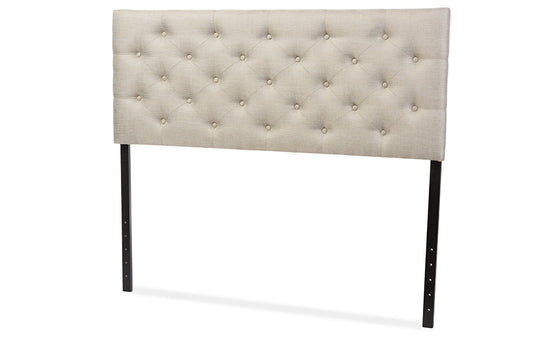 Baxton Studio Viviana Modern and Contemporary Light Beige Fabric Upholstered Button-tufted Queen Size Headboard