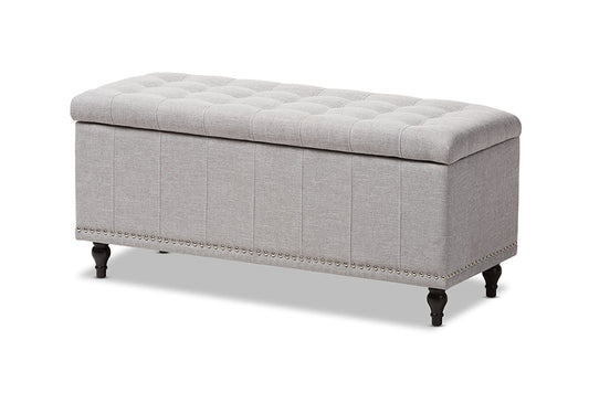 Baxton Studio Kaylee Modern Classic Grayish Beige Fabric Upholstered Button-Tufting Storage Ottoman Bench
