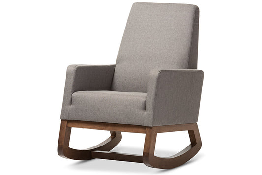 Baxton Studio Yashiya Mid-century Retro Modern Grey Fabric Upholstered Rocking Chair