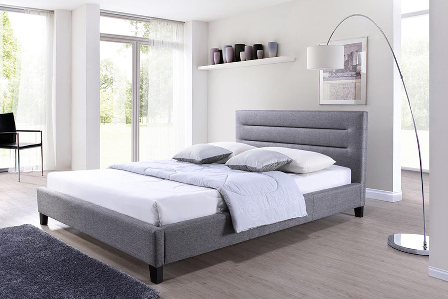 Baxton Studio Hillary Modern and Contemporary Full Size Grey Fabric Upholstered Platform Base Bed Frame
