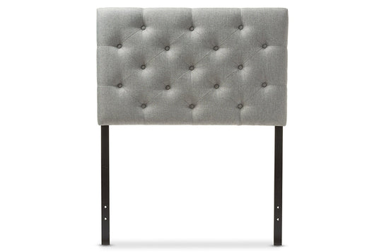Baxton Studio Viviana Modern and Contemporary Grey Fabric Upholstered Button-Tufted Twin Size Headboard