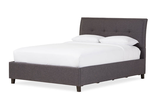 Baxton Studio Lea Modern and Contemporary Dark Grey Fabric Queen Size Storage Platform Bed