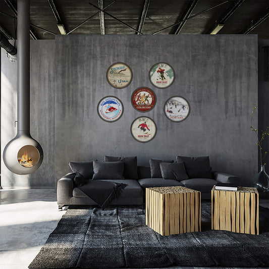 Joyous Skiing - Barrel End Wall Art