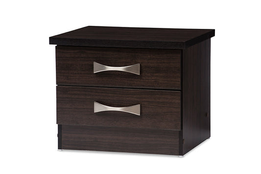 Baxton Studio Colburn Modern and Contemporary 2-Drawer Dark Brown Finish Wood Storage Nightstand Bedside Table