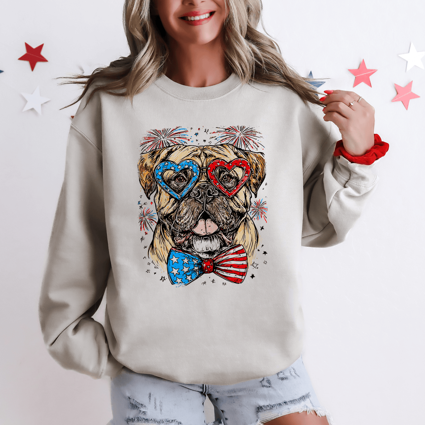 Bull Mastiff Patriotic Dog USA Pride 4th Of July American Flag Celebration Sweatshirt