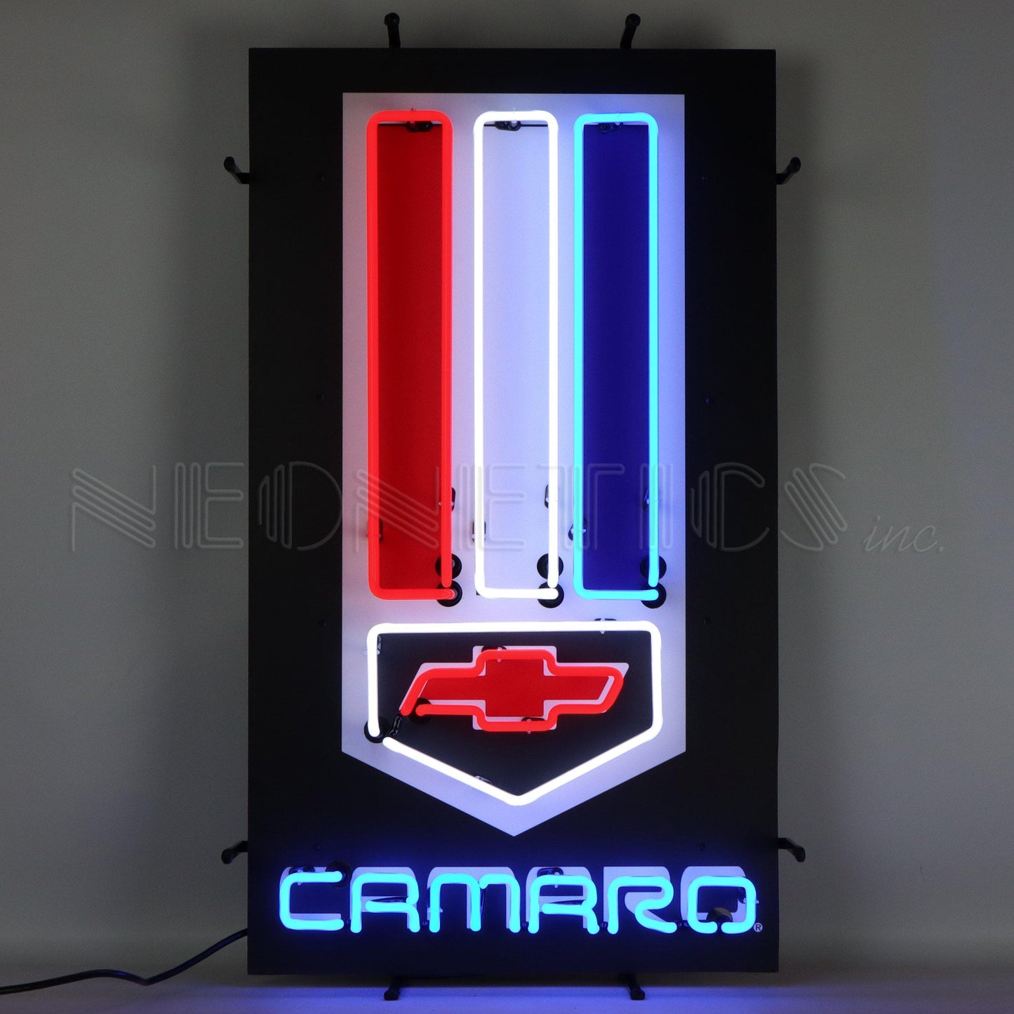 Camaro Red, White and Blue Vertical Neon Sign