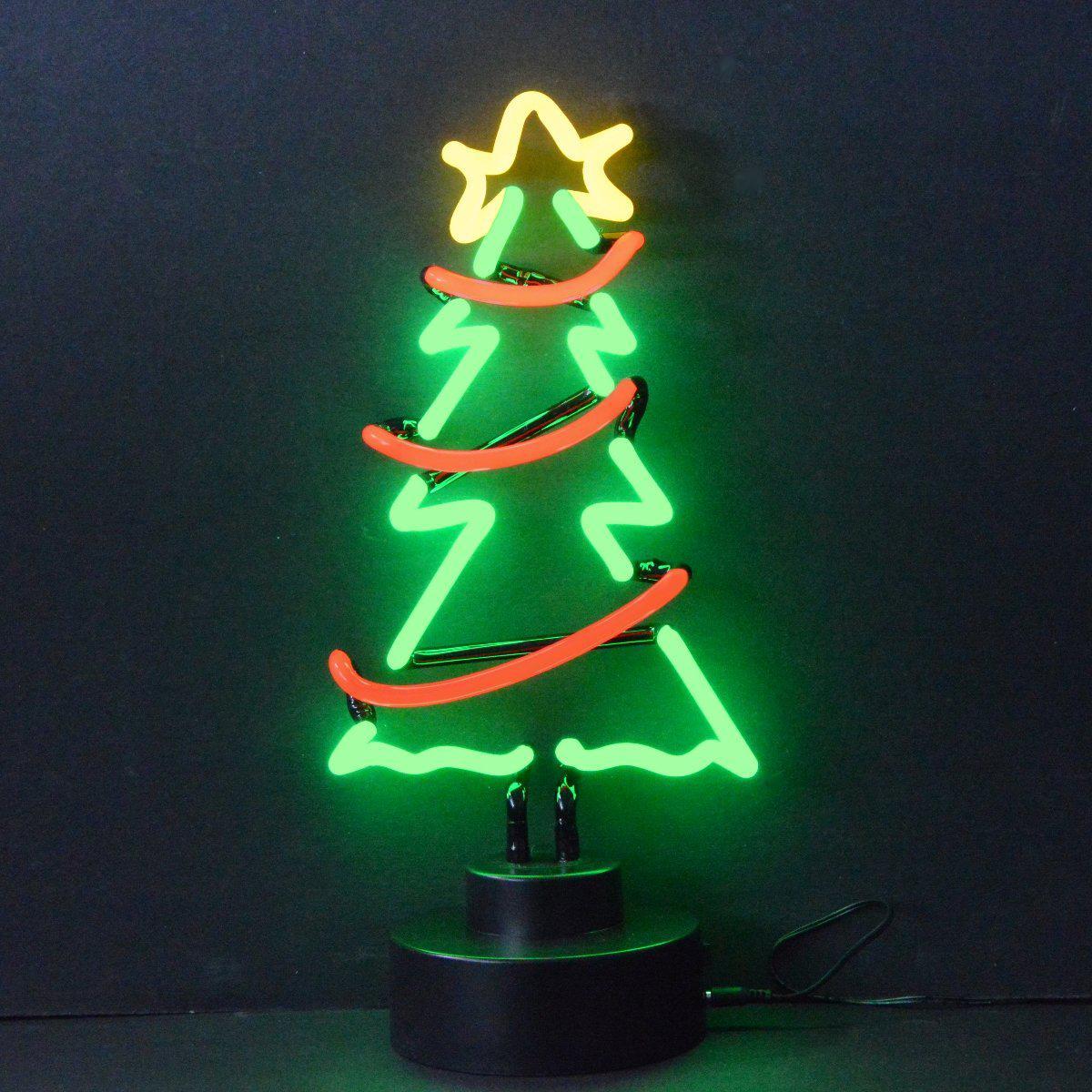 Christmas Tree with Garland Neon Sculpture