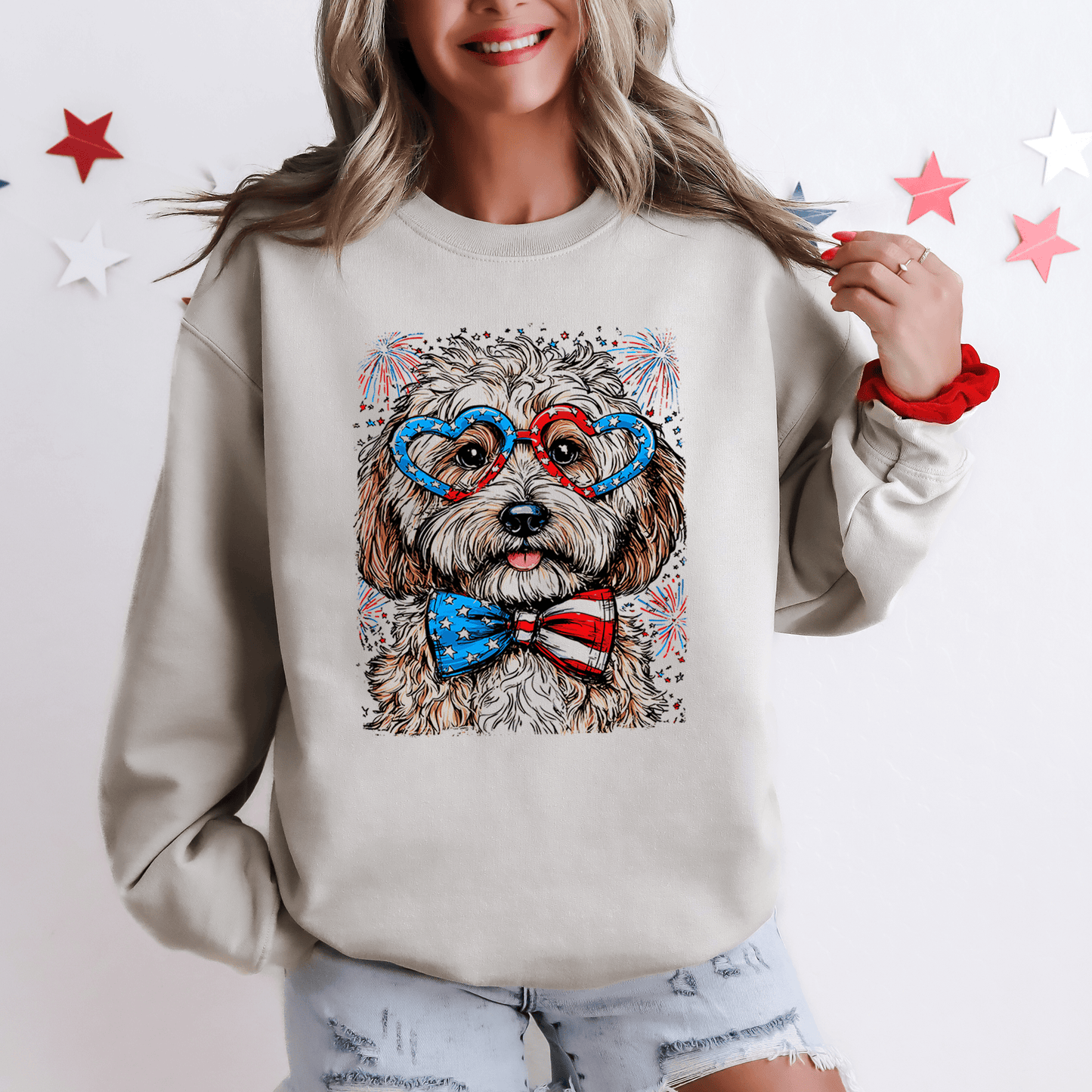 Cockapoo Patriotic Dog USA Pride 4th Of July Edition Celebration Collection Sweatshirt