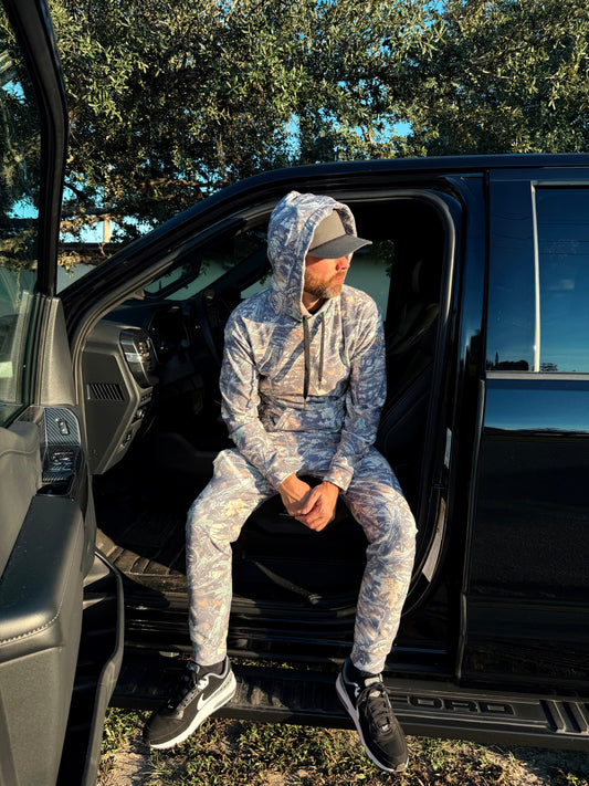 Faded Camouflage Wide String Hoodie