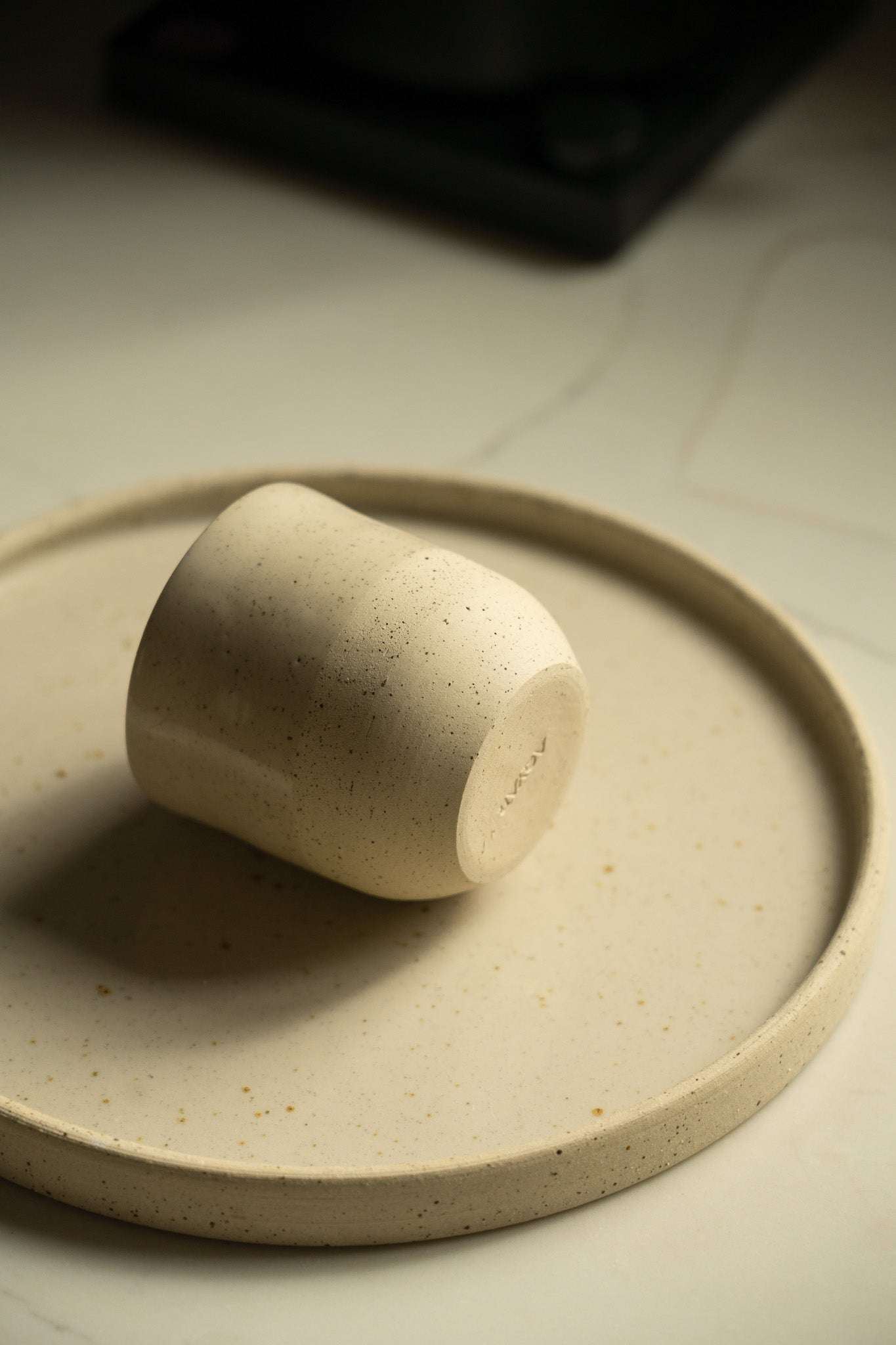 Handmade Small Coffee Cup – Rustic White Speckled Stoneware