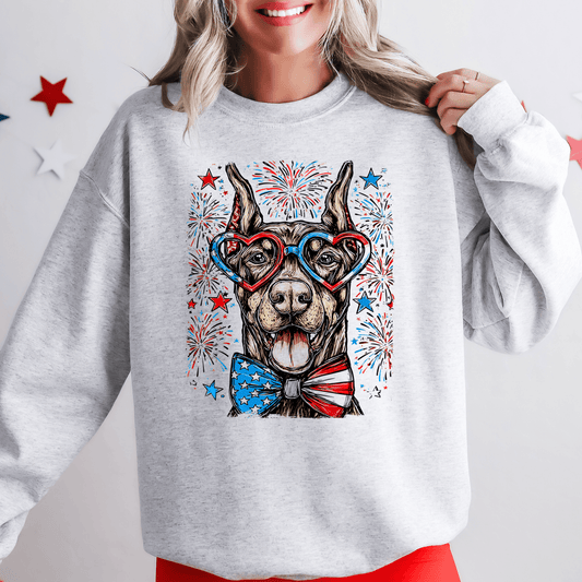 Doberman Patriotic Dog USA Independence Day Pet Lover Patriot Flags Stars and Stripes Edition 4th of July Sweatshirt