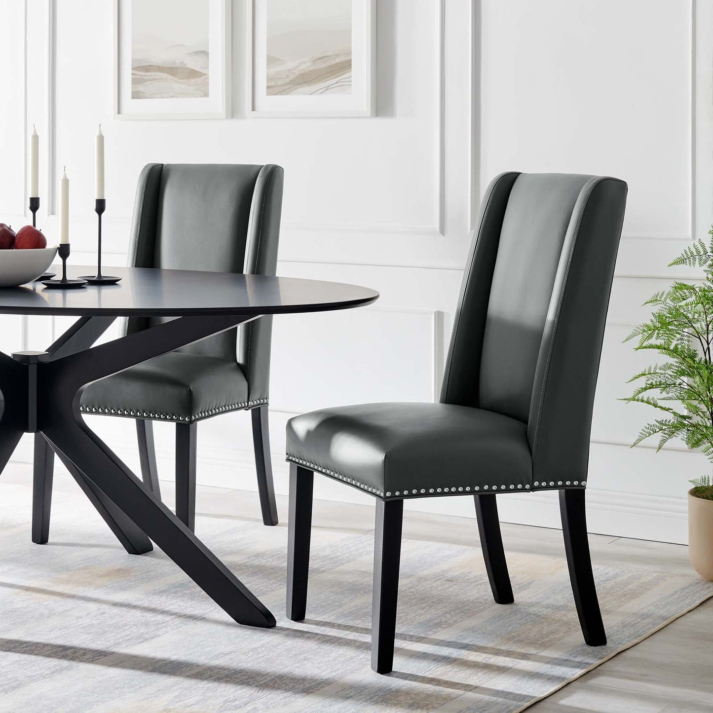 Baron Vinyl Dining Chair Set of 2 by Modway