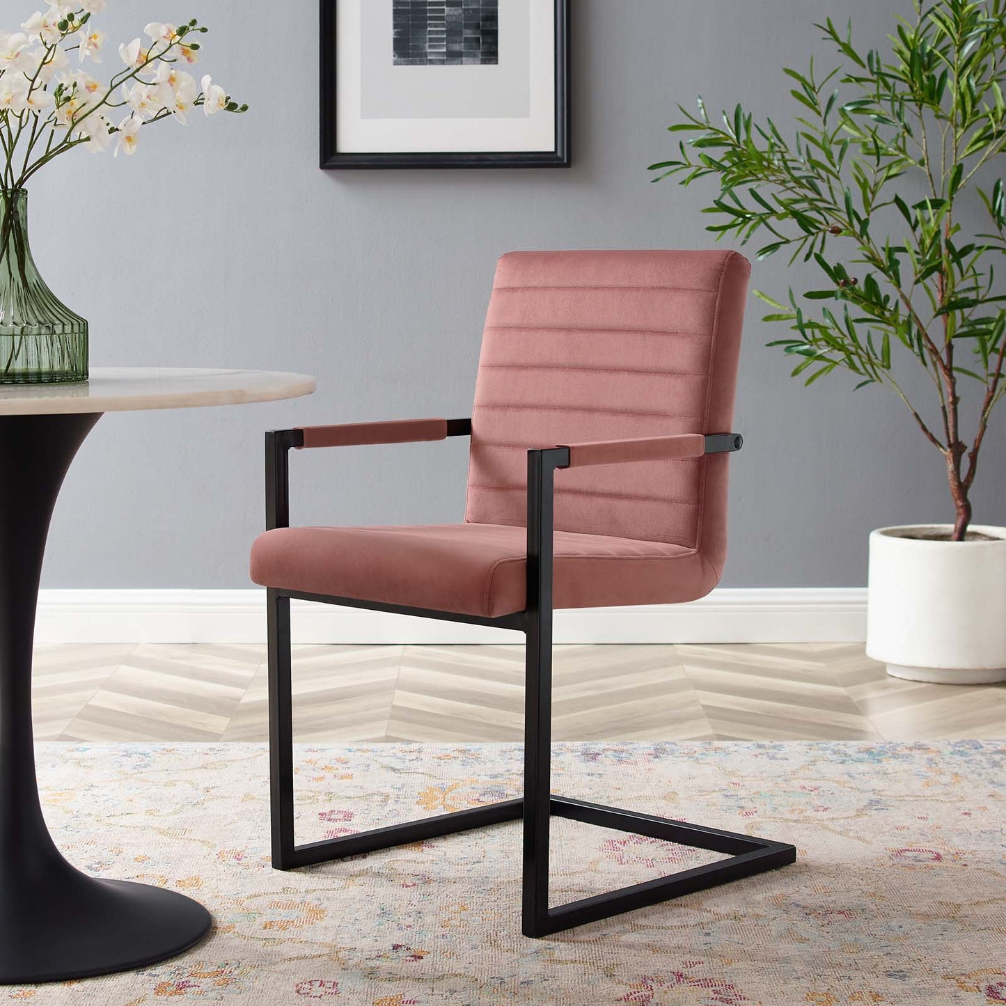 Savoy Performance Velvet Dining Chairs Set of 2 by Modway