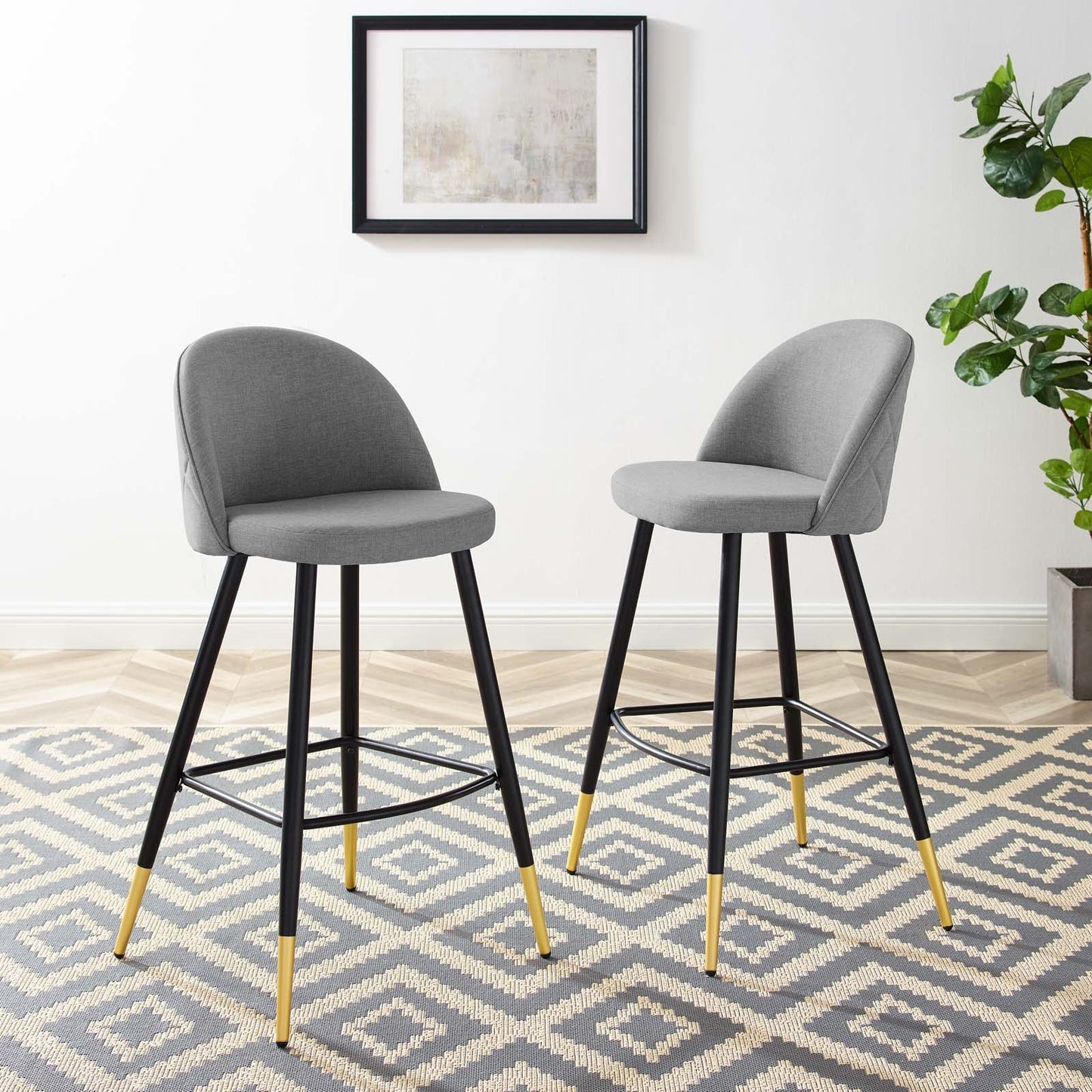 Cordial Fabric Bar Stools Set of 2 by Modway