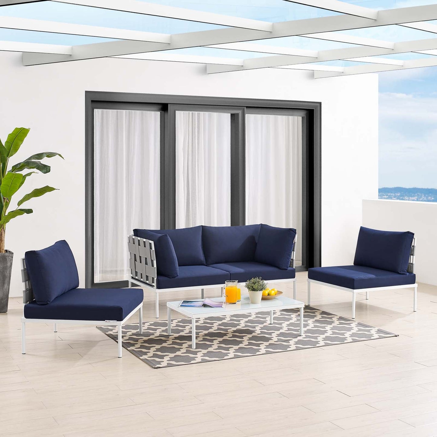 Harmony 4-Piece Sunbrella¨ Outdoor Patio Aluminum Seating Set by Modway