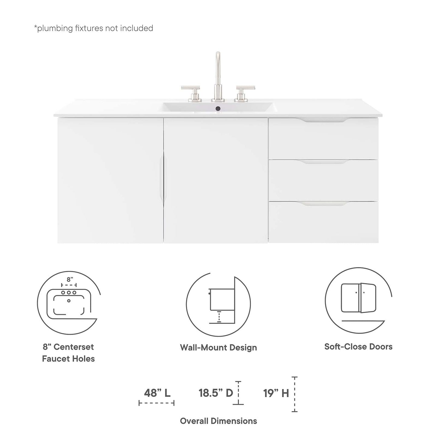 Vitality 48" Double or Single Sink Compatible (Not Included) Bathroom Vanity Cabinet by Modway
