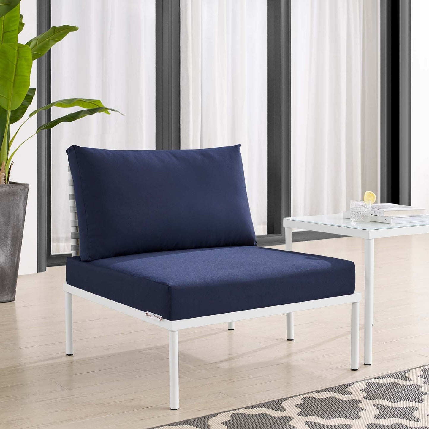 Harmony Sunbrella¨ Basket Weave Outdoor Patio Aluminum Armless Chair by Modway