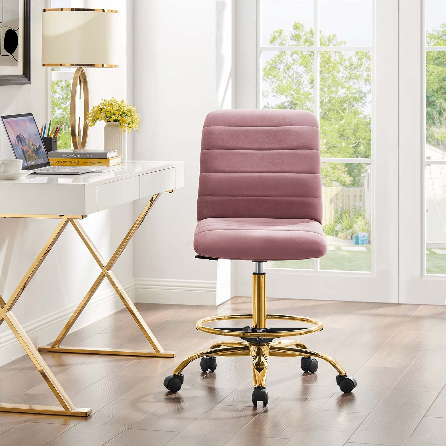 Ripple Armless Performance Velvet Drafting Chair by Modway