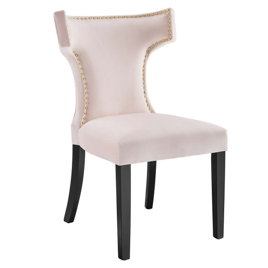 Curve Performance Velvet Dining Chairs Set of 2 by Modway