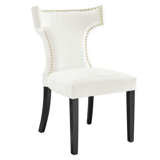 Curve Performance Velvet Dining Chairs Set of 2 by Modway